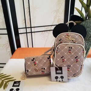Disney Mickey Mouse Quilted Crossbody Bag & Matching Wallet - NWT